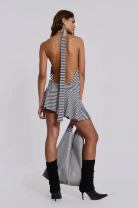 Enya rückenfreies Minikleid in Stahl