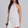 Enya rückenfreies Minikleid mit Polka-Dots