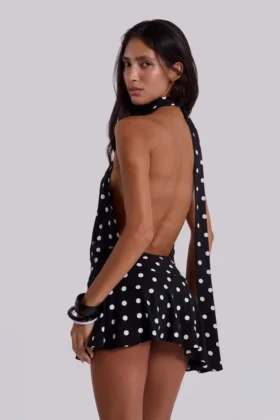 Enya rückenfreies Minikleid mit XL-Polka-Dots