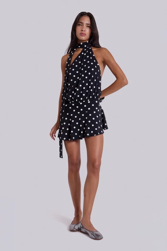 Enya rückenfreies Minikleid mit XL-Polka-Dots
