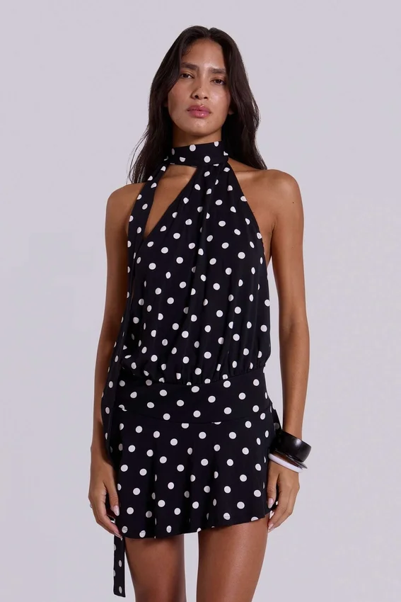 Enya rückenfreies Minikleid mit XL-Polka-Dots