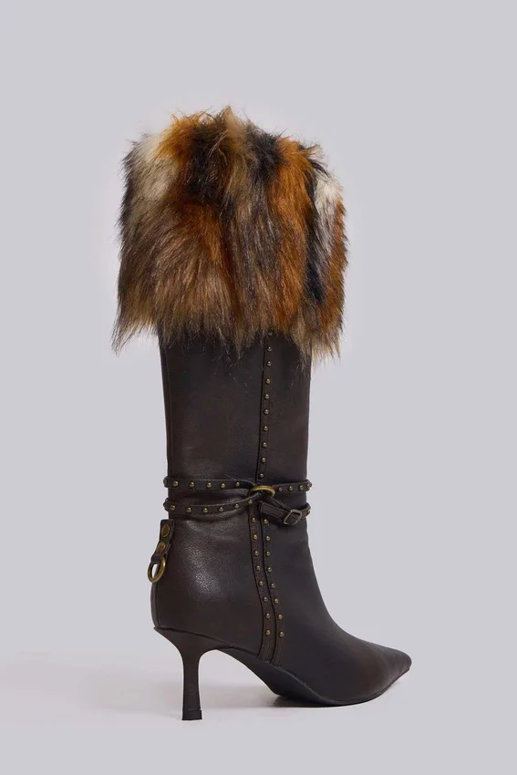 Fauna Stiefel mit Absatz und Kunstfell