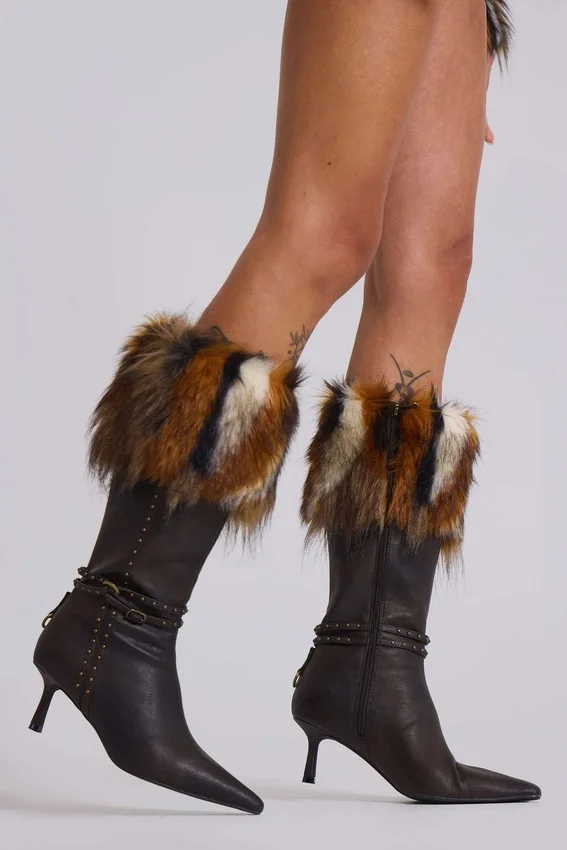 Fauna Stiefel mit Absatz und Kunstfell