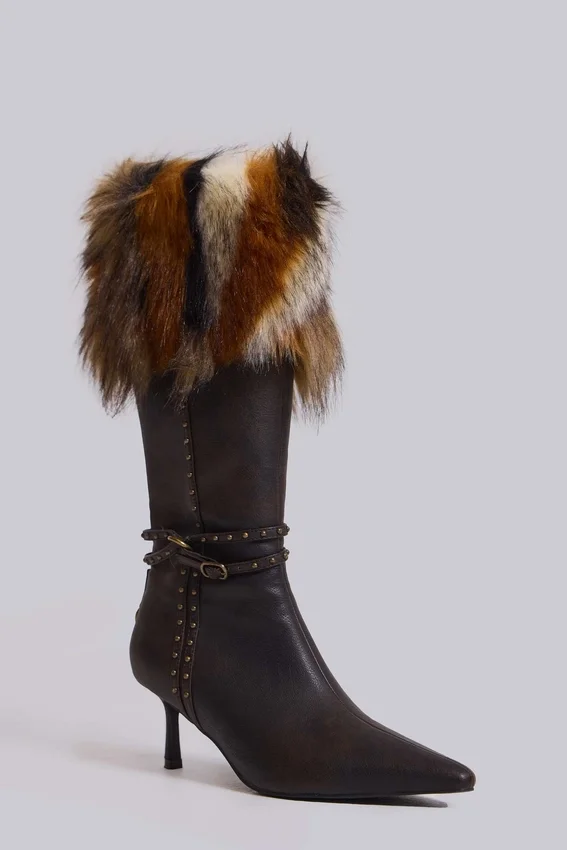 Fauna Stiefel mit Absatz und Kunstfell