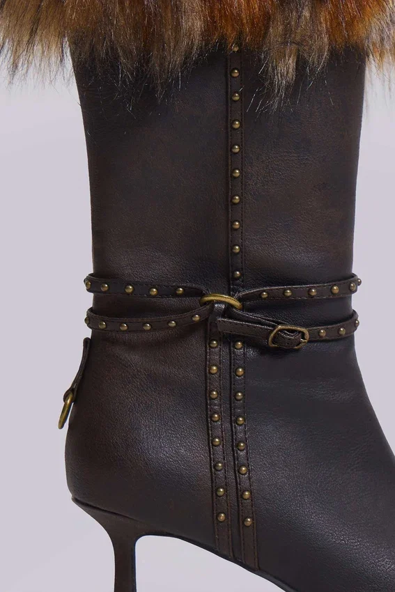 Fauna Stiefel mit Absatz und Kunstfell