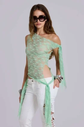 Faye Multiway-Spitzen-Oberteil in Mint