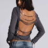 Fira T-Shirt mit V-Ausschnitt und Pailletten