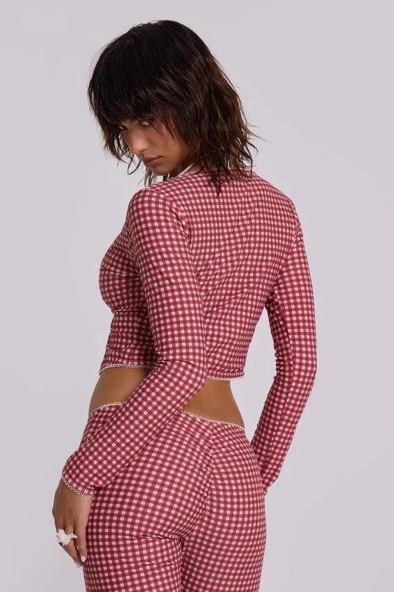 Freda Gingham Swim Oberteil