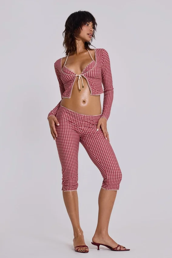 Freda Gingham Swim Oberteil