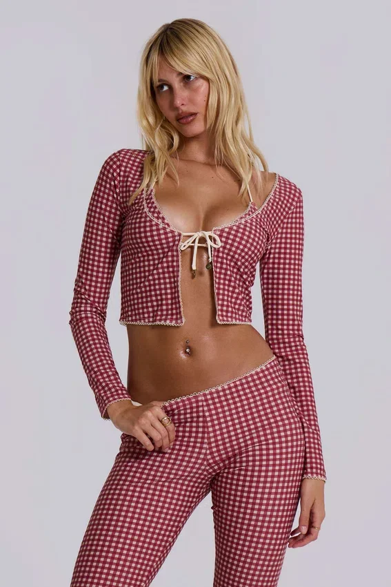Freda Gingham Swim Oberteil