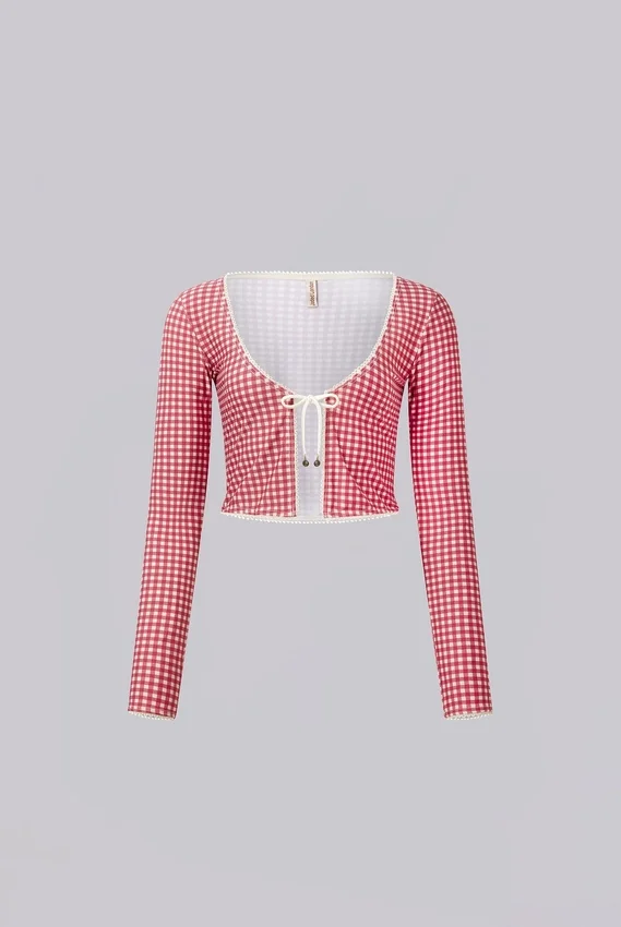 Freda Gingham Swim Oberteil