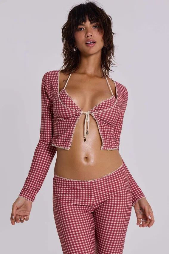 Freda Gingham Swim Oberteil
