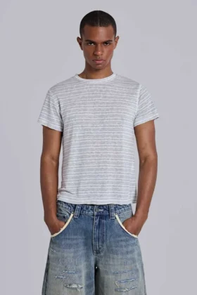Gestreiftes „Mist“-T-Shirt