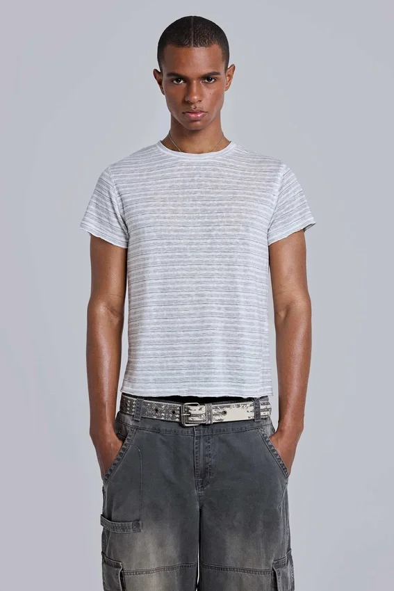 Gestreiftes „Mist“-T-Shirt