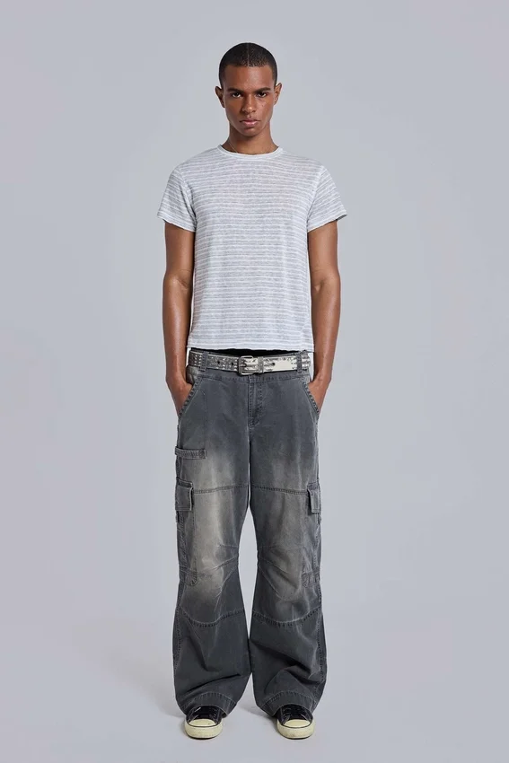 Gestreiftes „Mist“-T-Shirt