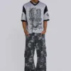 Gewaschene schwarze Cargohose im Trooper-Camo-Look