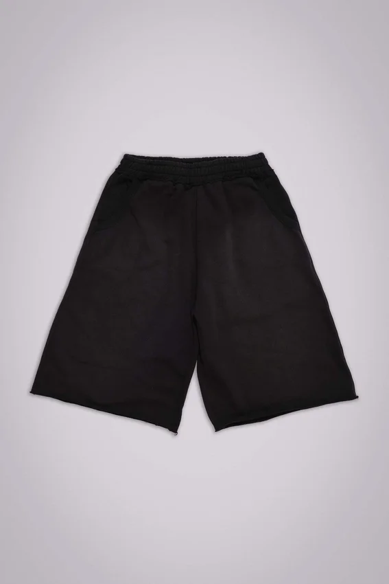 Gewaschene schwarze „Monster“ Jogger-Baggy-Shorts