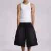 Gewaschene schwarze „Monster“ Jogger-Baggy-Shorts