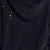 Gewaschener schwarzer Hoodie mit Reißverschluss, Waffelpiqué-Futter und sonnenverblasster Optik