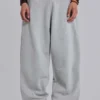 Grau melierte, baggy Monster Joggers mit Umschlag