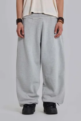 Grau melierte, baggy Monster Joggers mit Umschlag