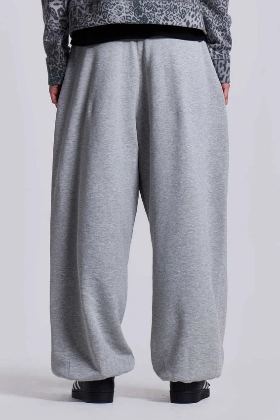 Grau melierte, baggy Monster Joggers mit Umschlag