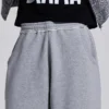 Grau melierte, baggy Monster Joggers mit Umschlag