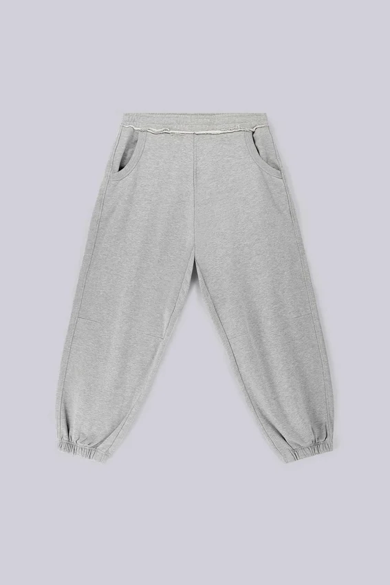 Grau melierte, baggy Monster Joggers mit Umschlag
