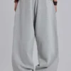 Grau melierte, baggy Monster Joggers mit Umschlag
