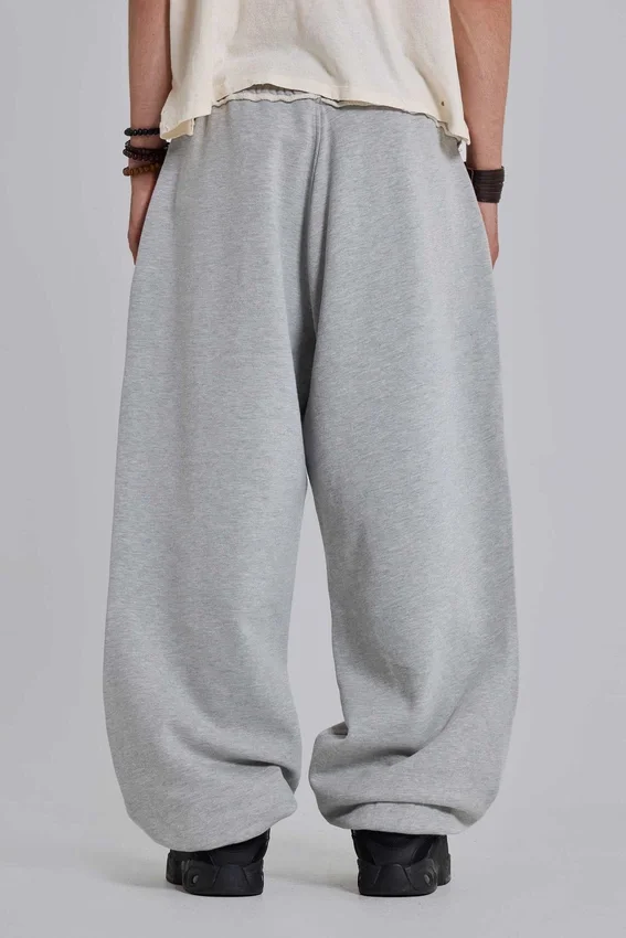 Grau melierte, baggy Monster Joggers mit Umschlag
