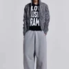 Grau melierte, baggy Monster Joggers mit Umschlag