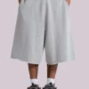 Grau melierte „Monster Joggers“ Baggy-Shorts