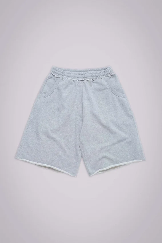 Grau melierte „Monster Joggers“ Baggy-Shorts