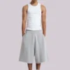 Grau melierte „Monster Joggers“ Baggy-Shorts