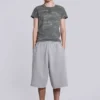 Grau melierte „Monster Joggers“ Baggy-Shorts