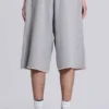 Grau melierte „Monster Joggers“ Baggy-Shorts