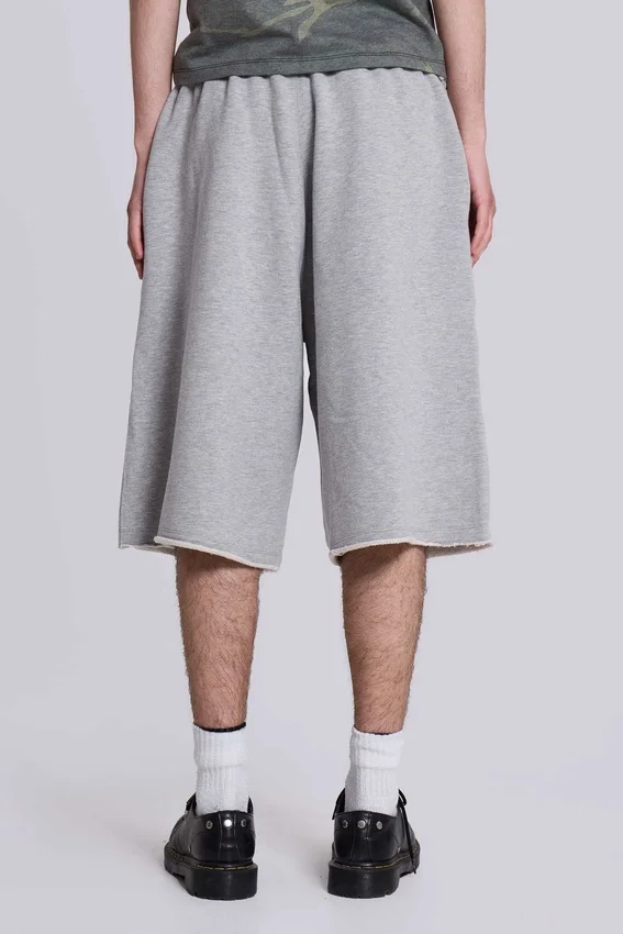 Grau melierte „Monster Joggers“ Baggy-Shorts
