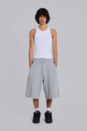 Grau melierte Waffel-Monster-Jogging-Shorts