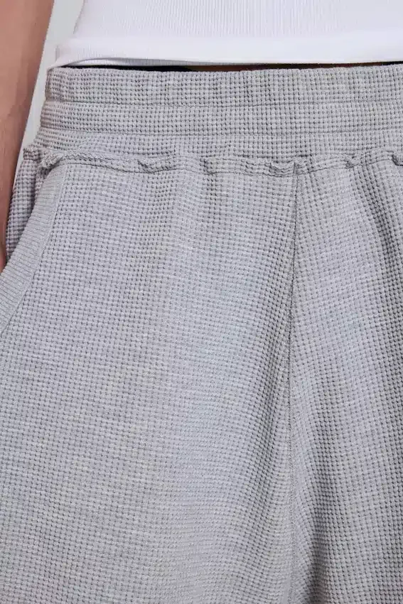 Grau melierte Waffel-Monster-Jogging-Shorts