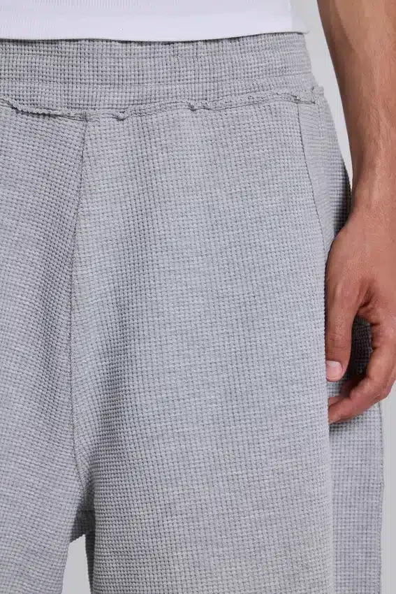Grau melierte Waffel-Monster-Jogging-Shorts