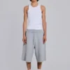Grau melierte Waffel-Monster-Jogging-Shorts