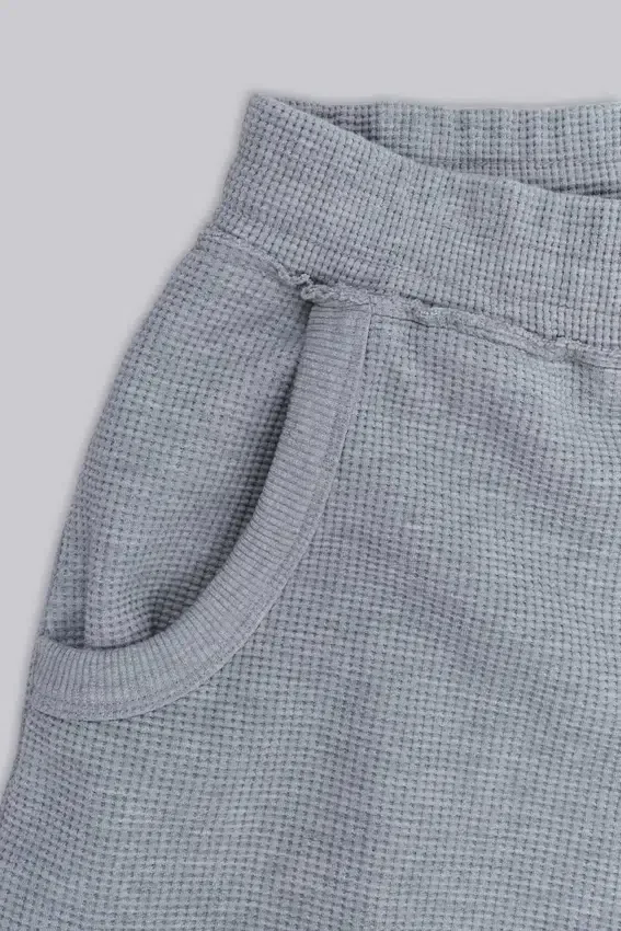 Grau melierte Waffel-Monster-Jogging-Shorts