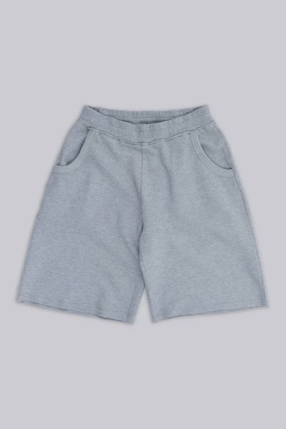 Grau melierte Waffel-Monster-Jogging-Shorts