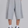 Grau melierte Waffel-Monster-Jogging-Shorts