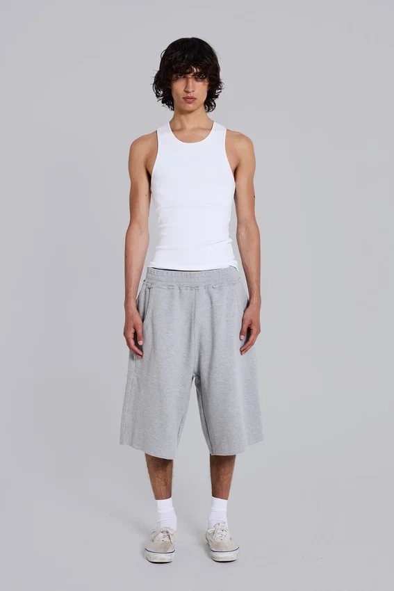 Grau melierte Waffel-Monster-Jogging-Shorts
