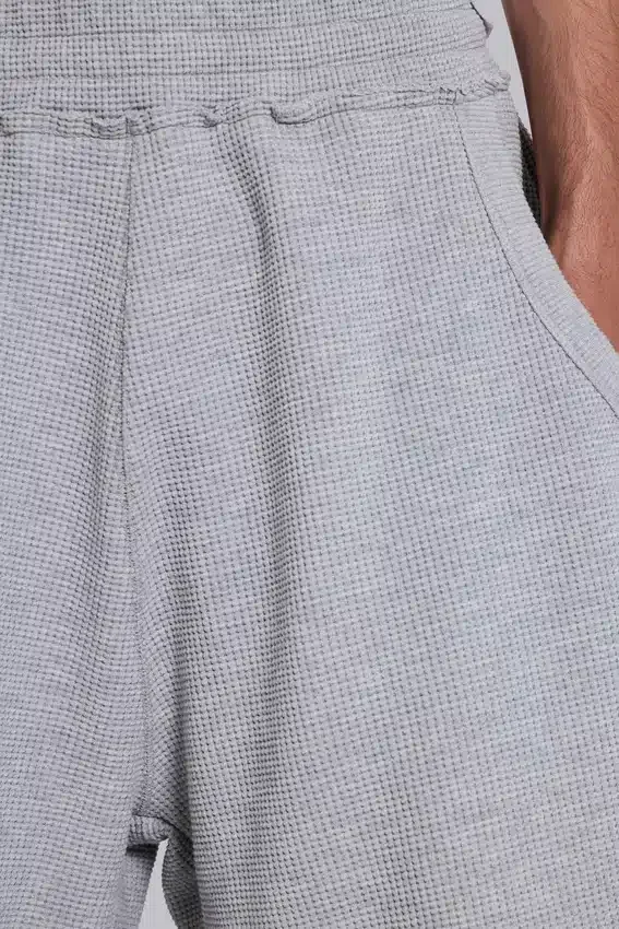 Grau melierte Waffel-Monster-Jogging-Shorts