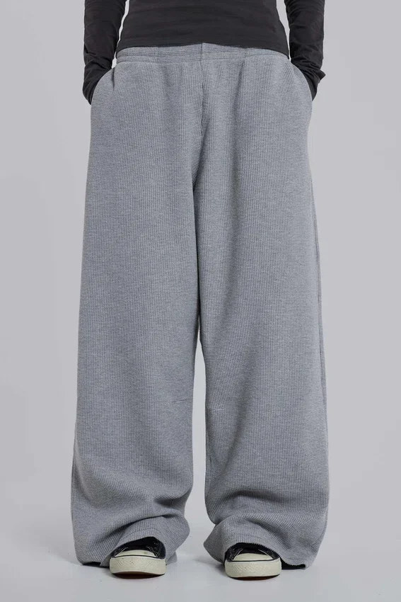 Grau melierte Waffle Monster Joggers