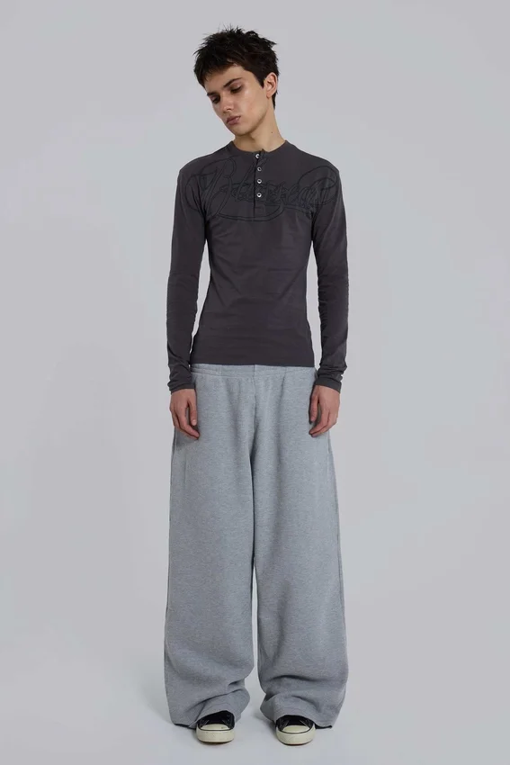 Grau melierte Waffle Monster Joggers
