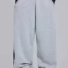 Grau melierte, weite Monster Joggers mit Gothic-Print