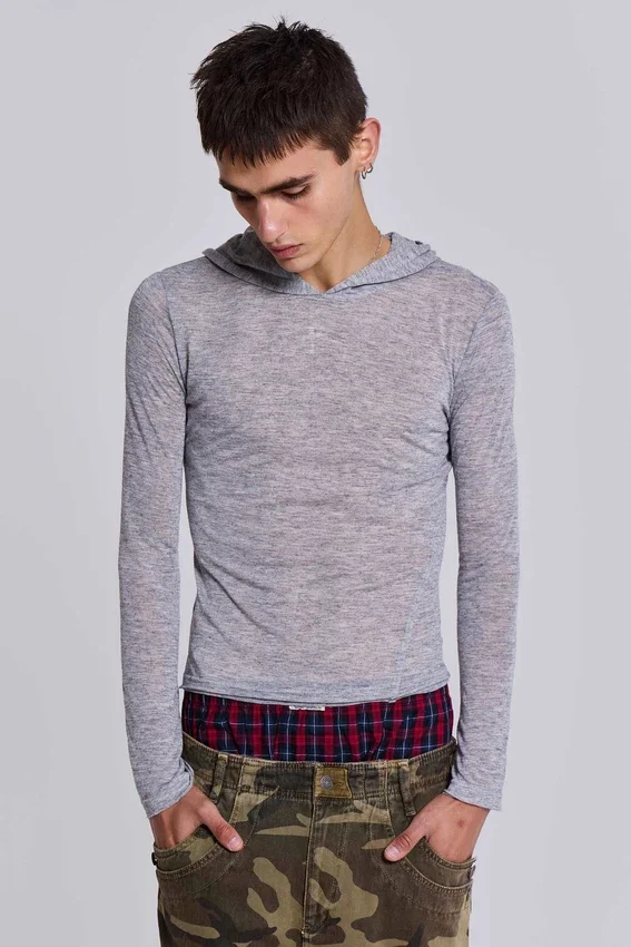 Grau melierter „Mist“-Hoodie